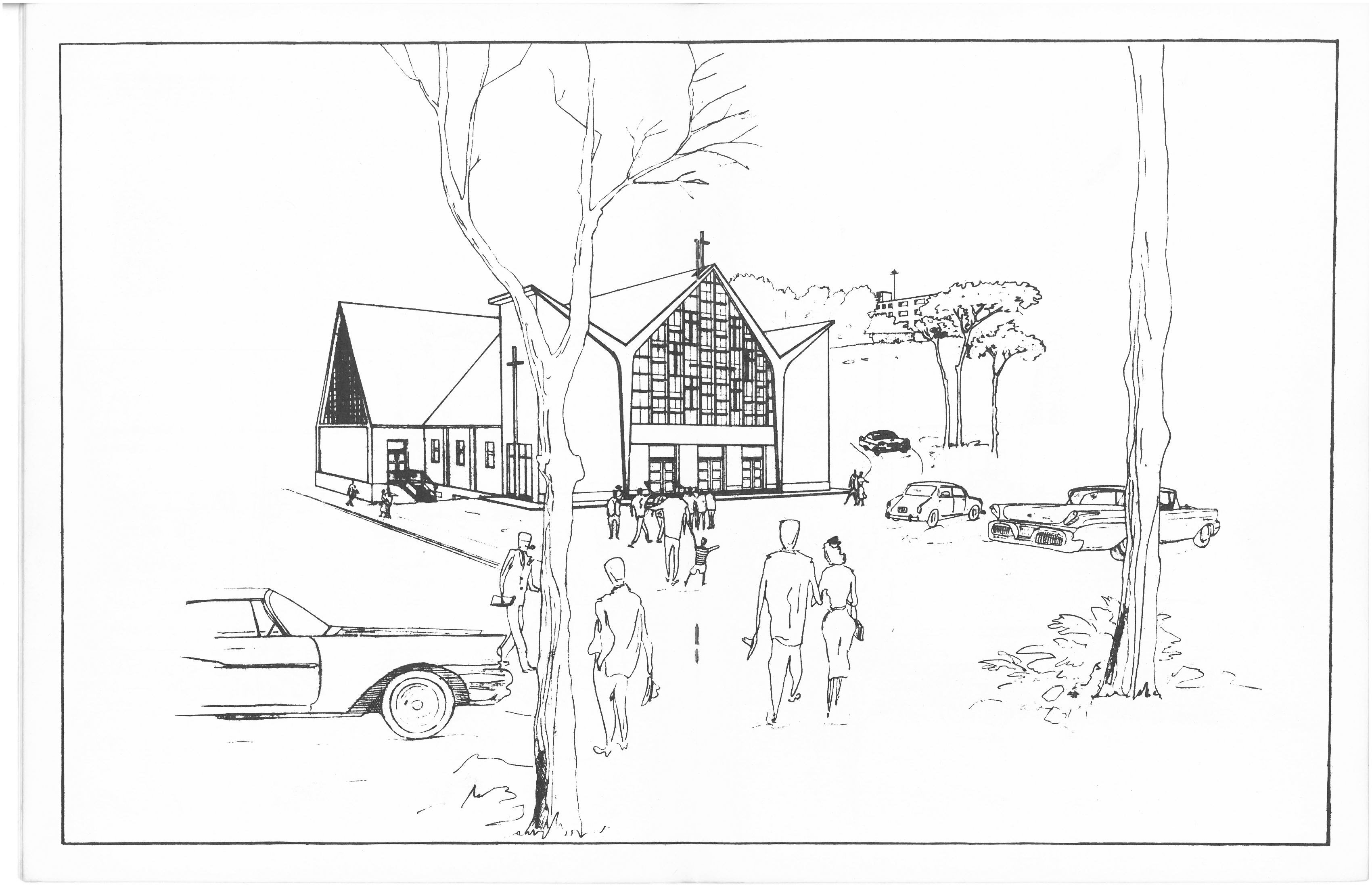 Drawing of the 1959 proposed church building