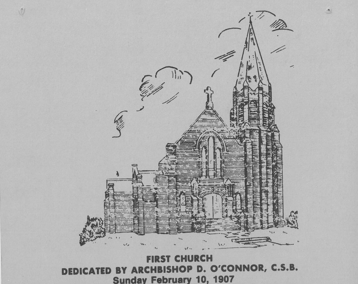 Drawing of the 1907 church building