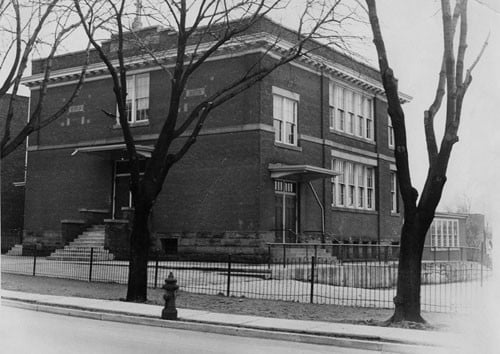 B&W picture of St. Monica School in 1981