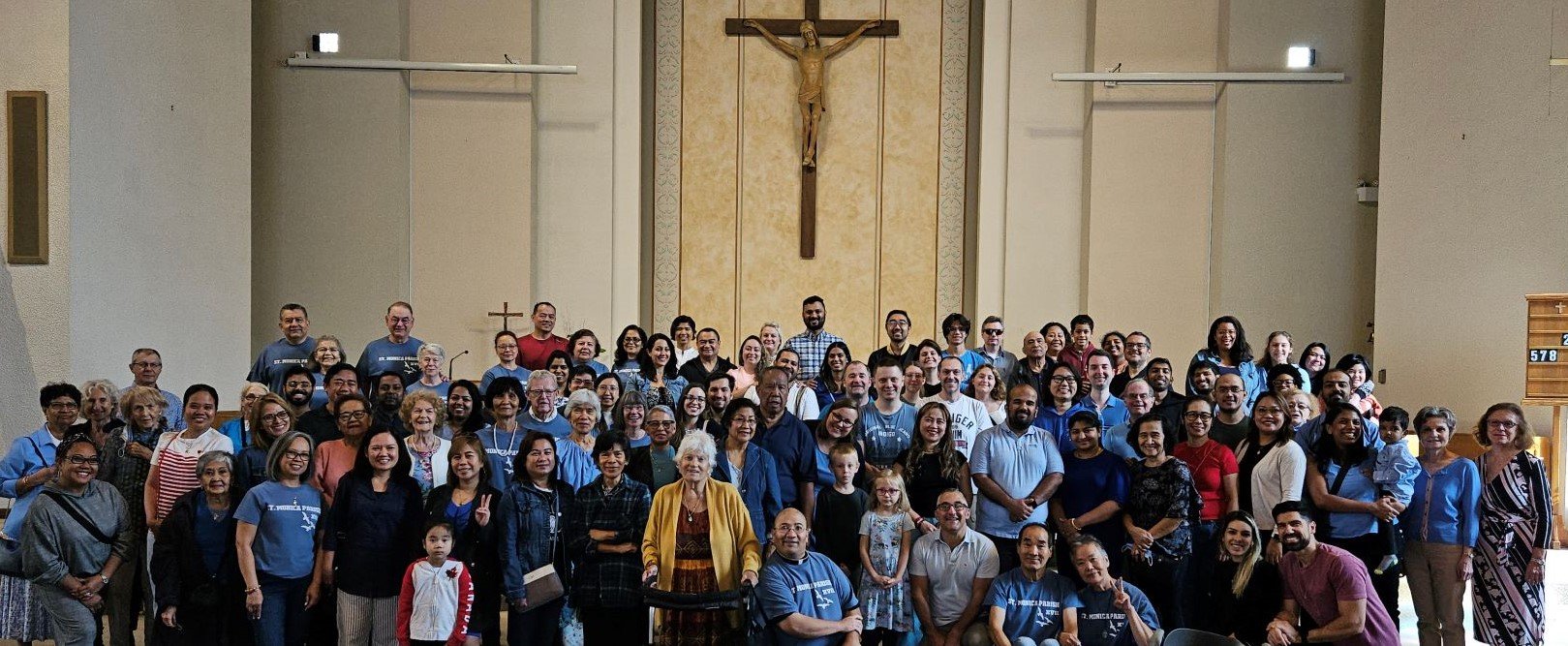 Picture of parishioners in front of the altar after the 9 am Mass on Aug. 27, 2023