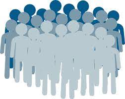 Clip art of a crowd of people in shades of blue