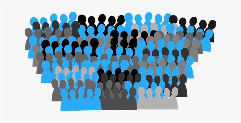 Clip art of a crowd of people in shades of blue