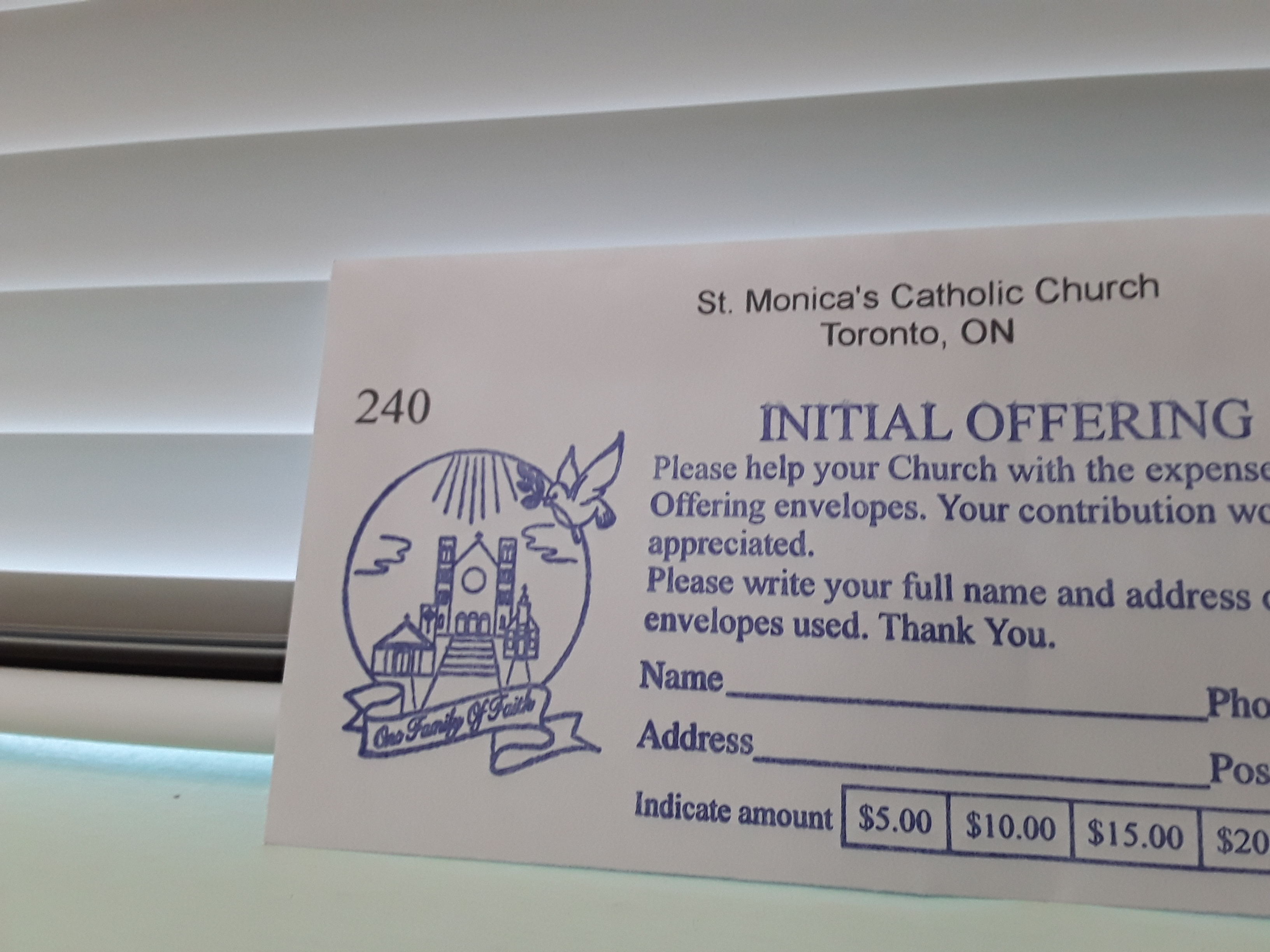 Initial Offering donation envelope